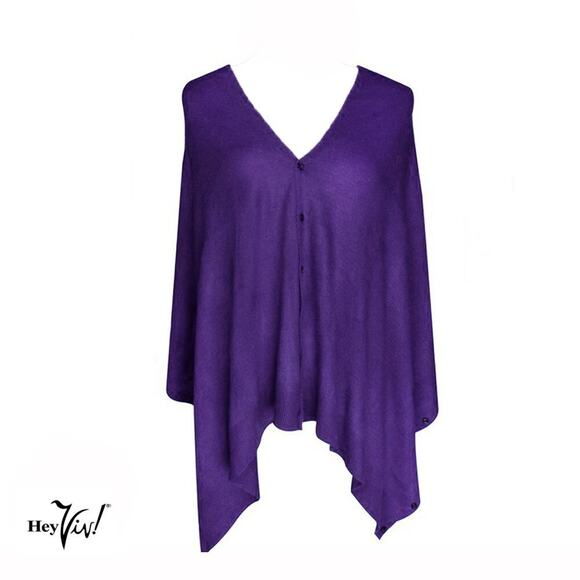 Purple Scarf Shawl Shrug Button Up Style for Casual or Evening 60"x22" - Hey Viv - Picture 2 of 5
